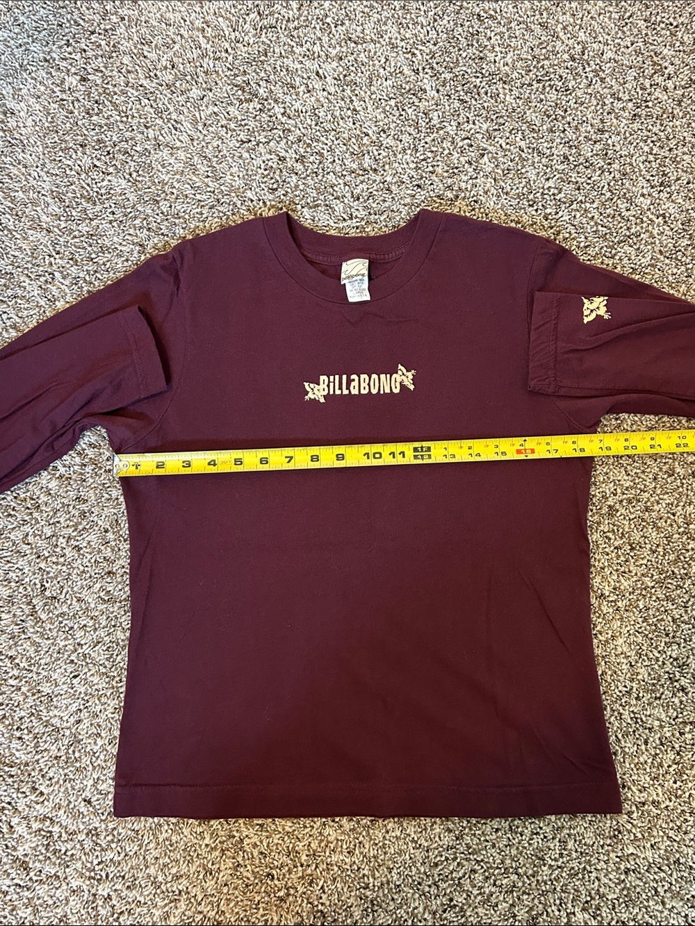 Vintage Y2K Billabong Maroon Long Sleeve Logo Tee - Picture 6 of 10